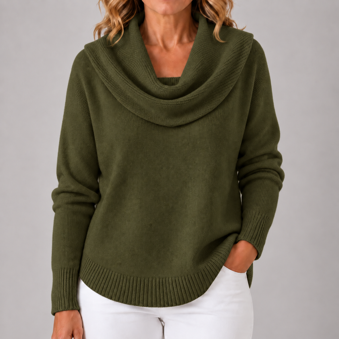 Marie | Elegant Cowl Neck Knit Sweater
