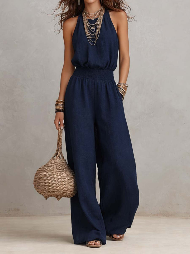 VALERIA | Halter Neck Wide-Leg Jumpsuit