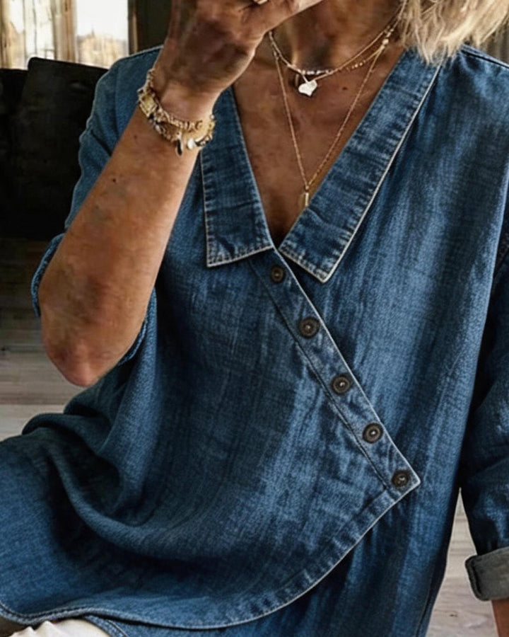 Veronica | Denim Button-Up Blouse