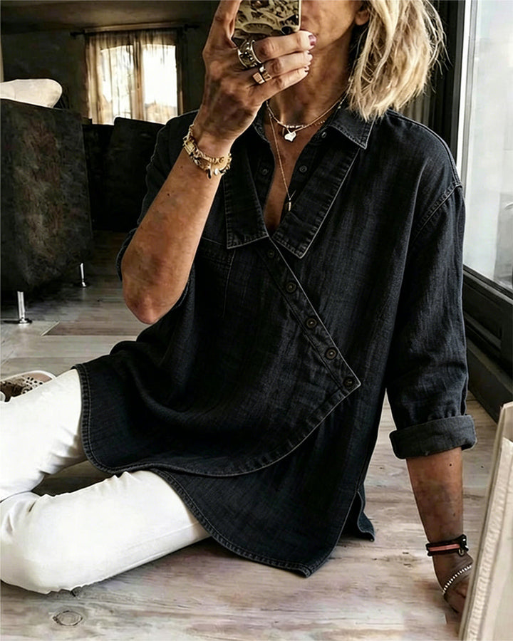 Veronica | Denim Button-Up Blouse