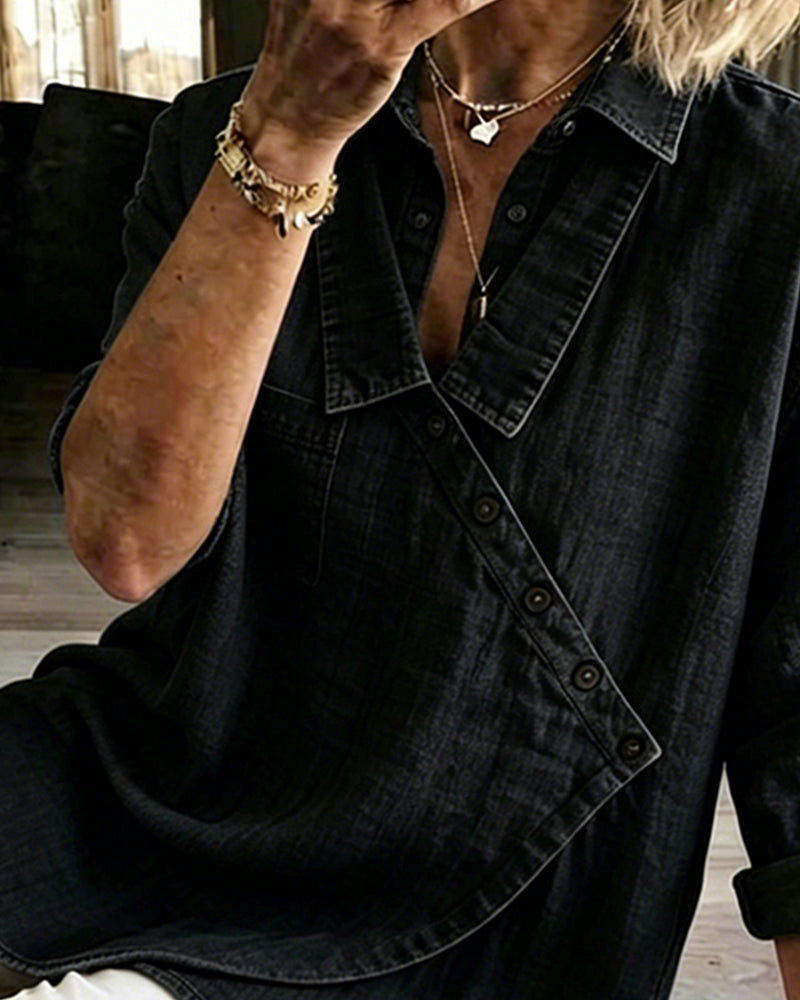 Veronica | Denim Button-Up Blouse