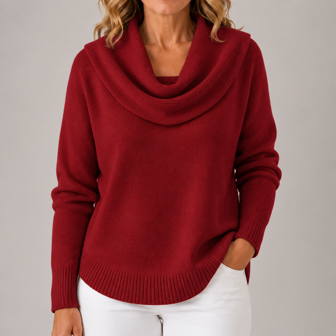 Marie | Elegant Cowl Neck Knit Sweater