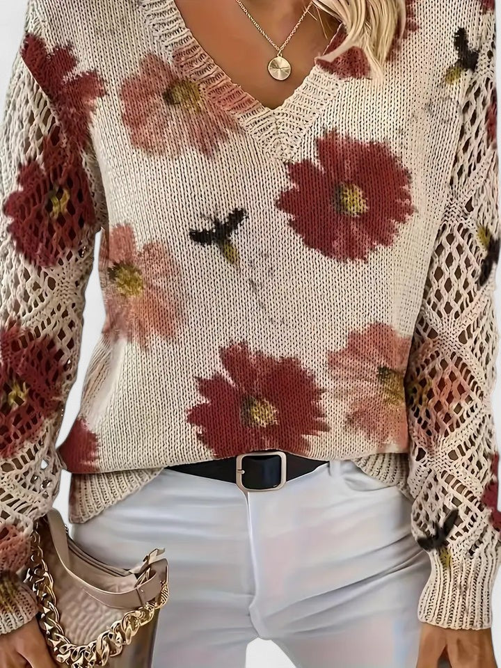 Kathleen | Floral Openwork Sweater
