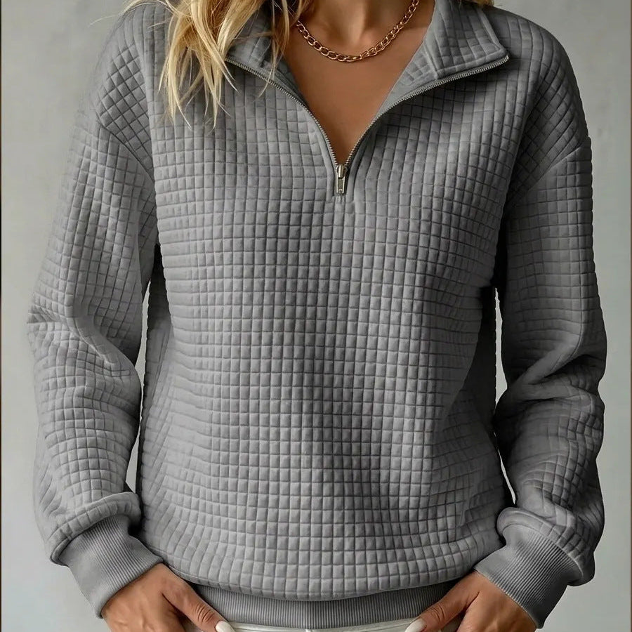 Tina | Quilted Quarter-Zip Sweater