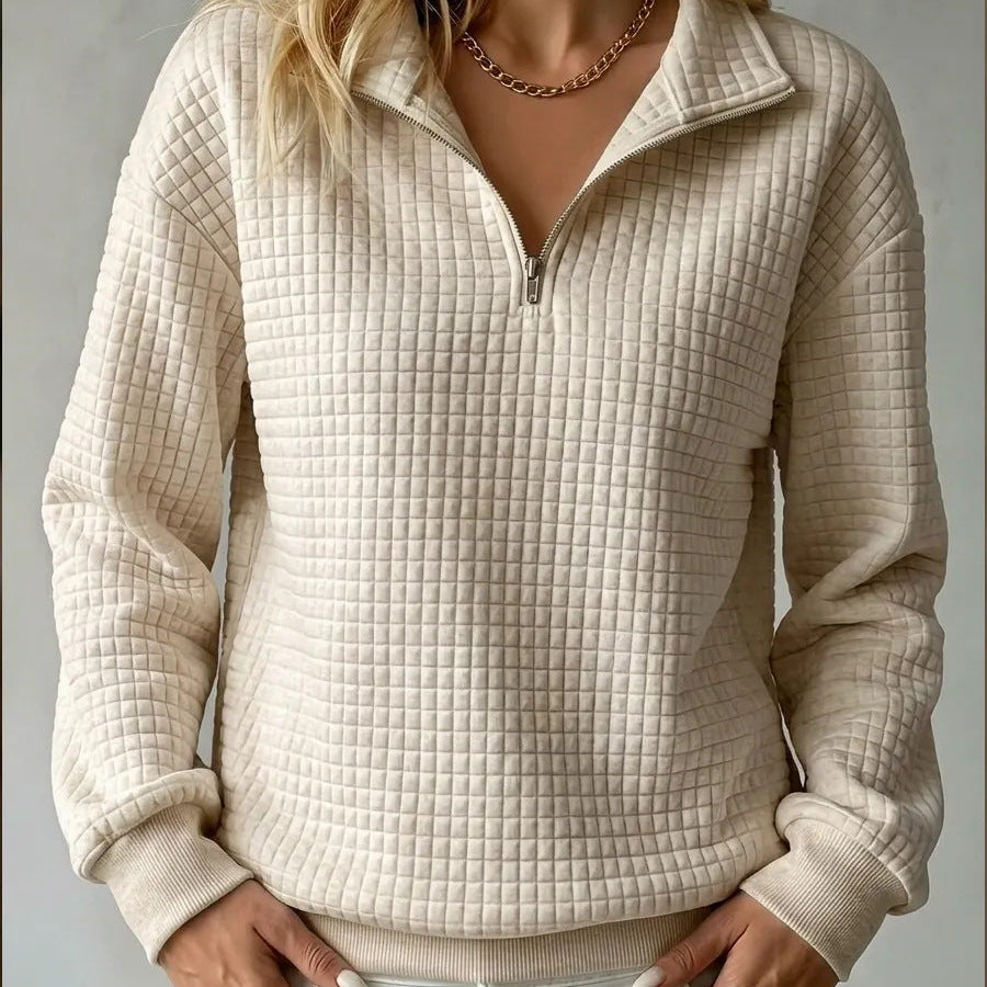Tina | Quilted Quarter-Zip Sweater