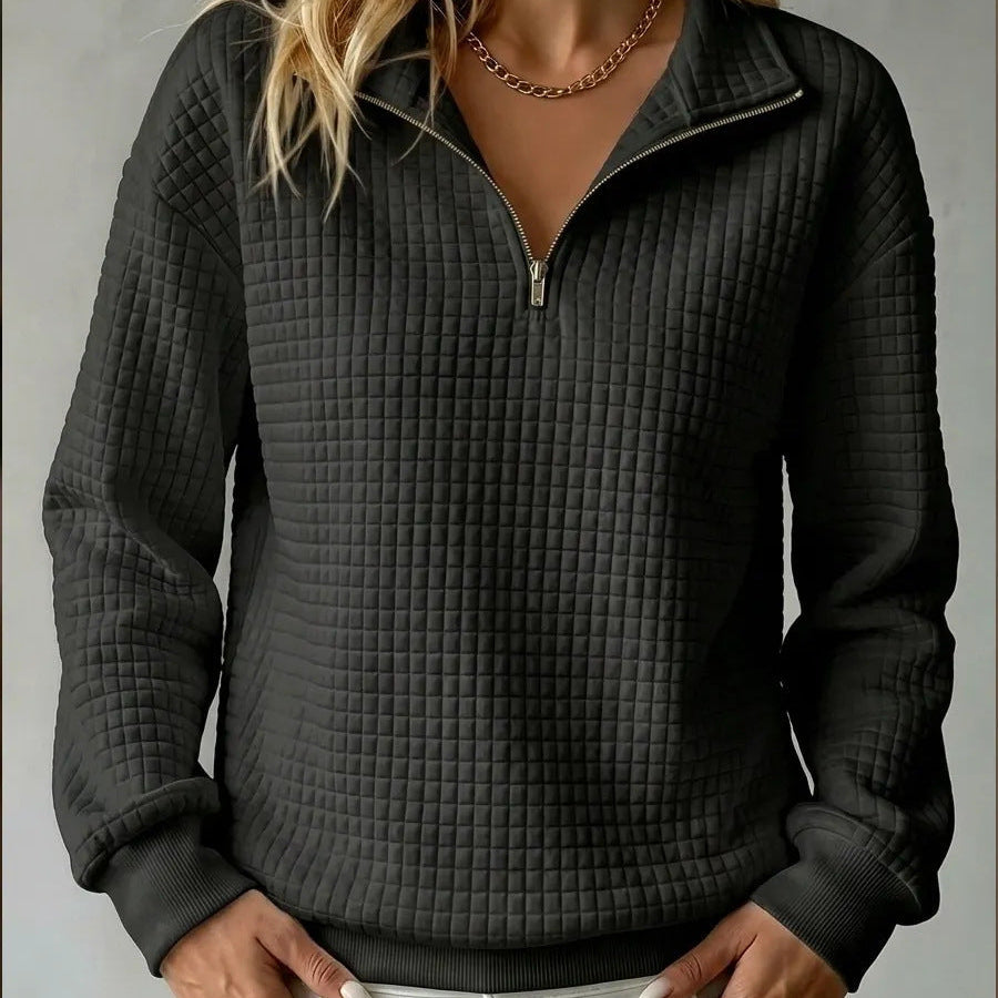 Tina | Quilted Quarter-Zip Sweater