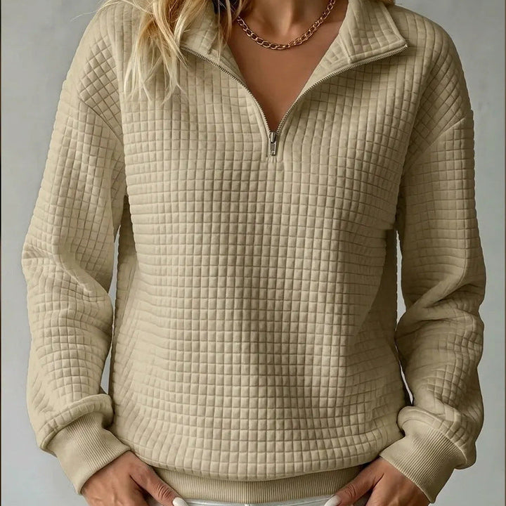 Tina | Quilted Quarter-Zip Sweater