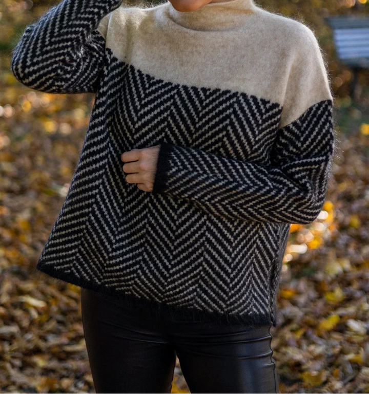 Halle | Chevron Funnel-Neck Sweater