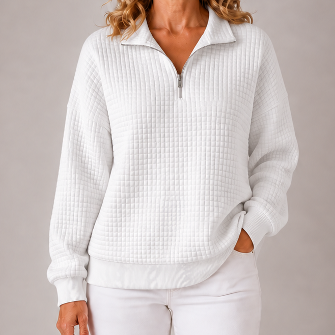 Tina | Quilted Quarter-Zip Sweater