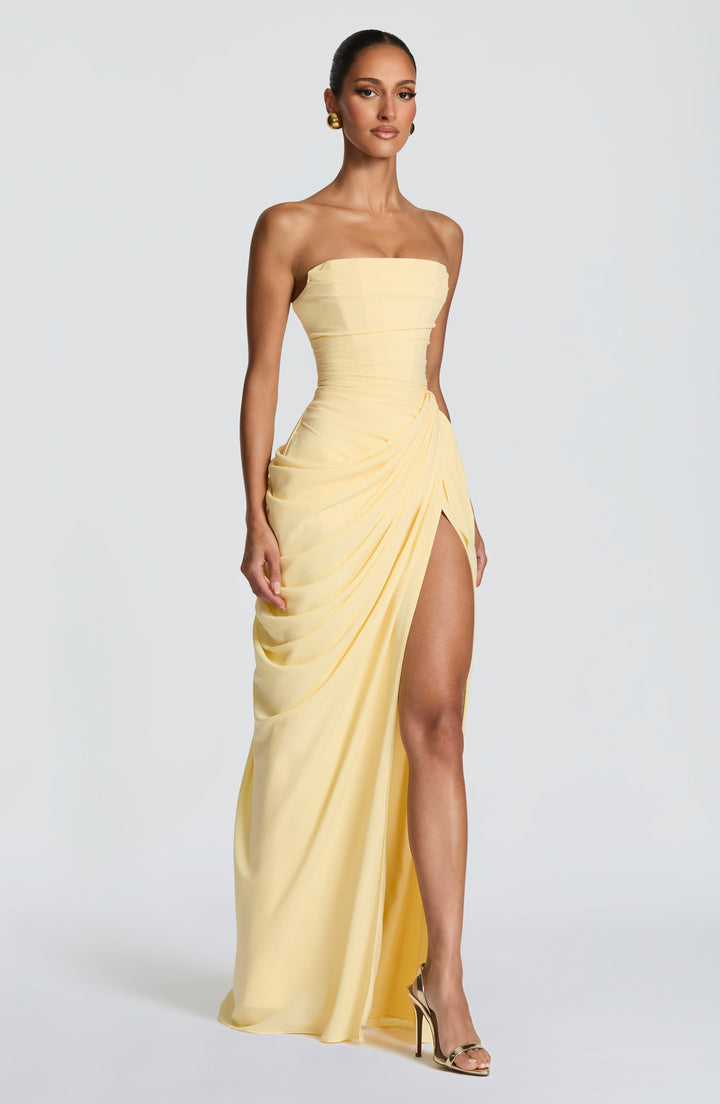 Vivienne | Elegant Draped Maxi Gown with Slit