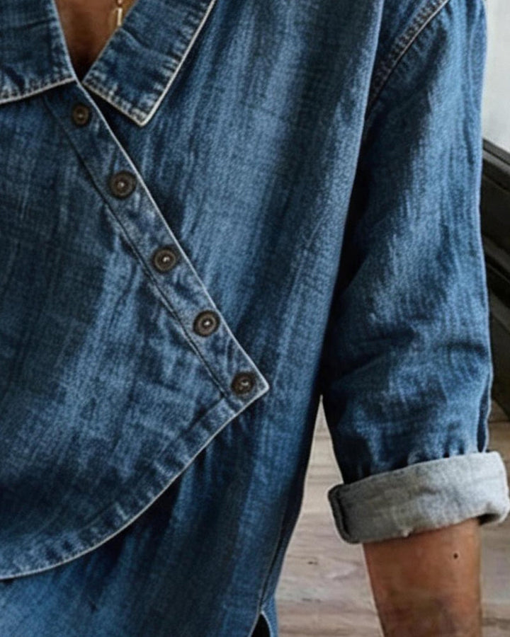 Veronica | Denim Button-Up Blouse