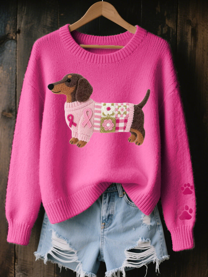Naoni – Knitted Sweater with Wool-Felt Dachshund Motif